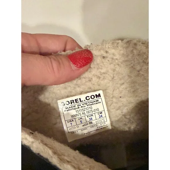 Sorel Glacy Black Suede Waterproof Winter Boots Sz 7 Sherpa Lined Outdoor NL1975 - Picture 6 of 7